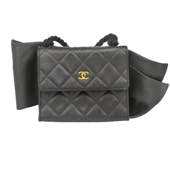 Chanel Gray Satin Straight Flap Shoulder Bag - Picture 1 of 11